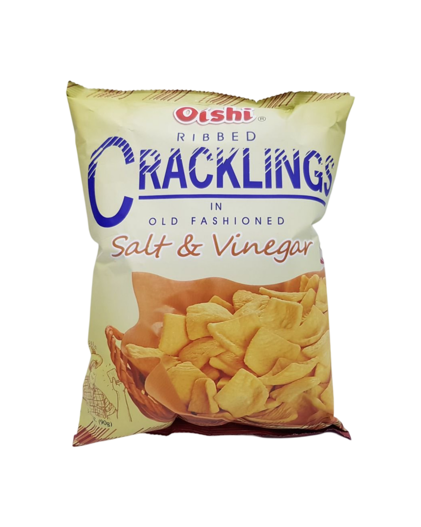 Oishi Ribbed Cracklings Salt & Vinegar 90g
