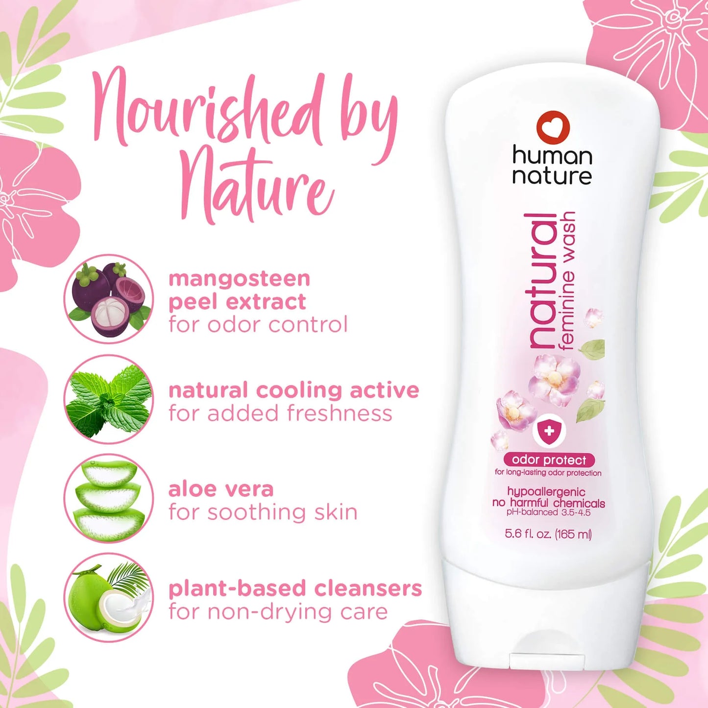 Human Nature Odor Protect Feminine Wash 165ml