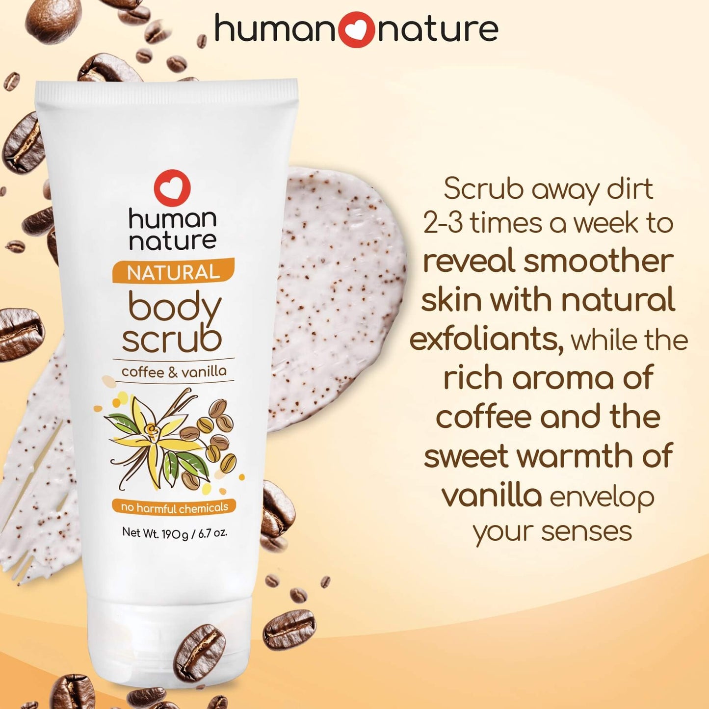 Human Nature Coffee and Vanilla Body Scrub 190g