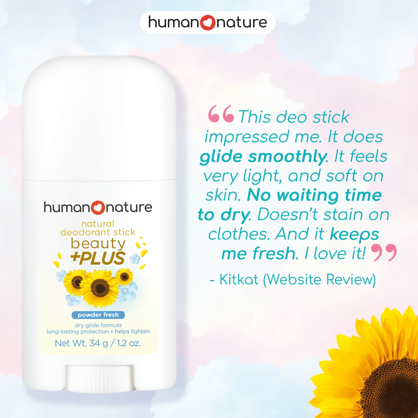 Human Nature Beauty +PLUS Deodorant Stick 34g