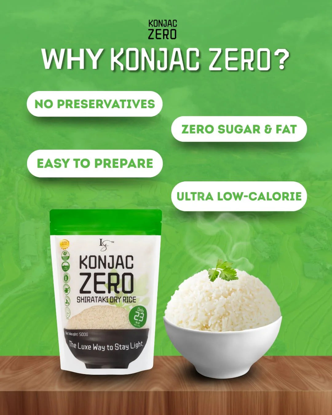 Luxe Slim KonJac Zero Shirataki Dry Rice 80g