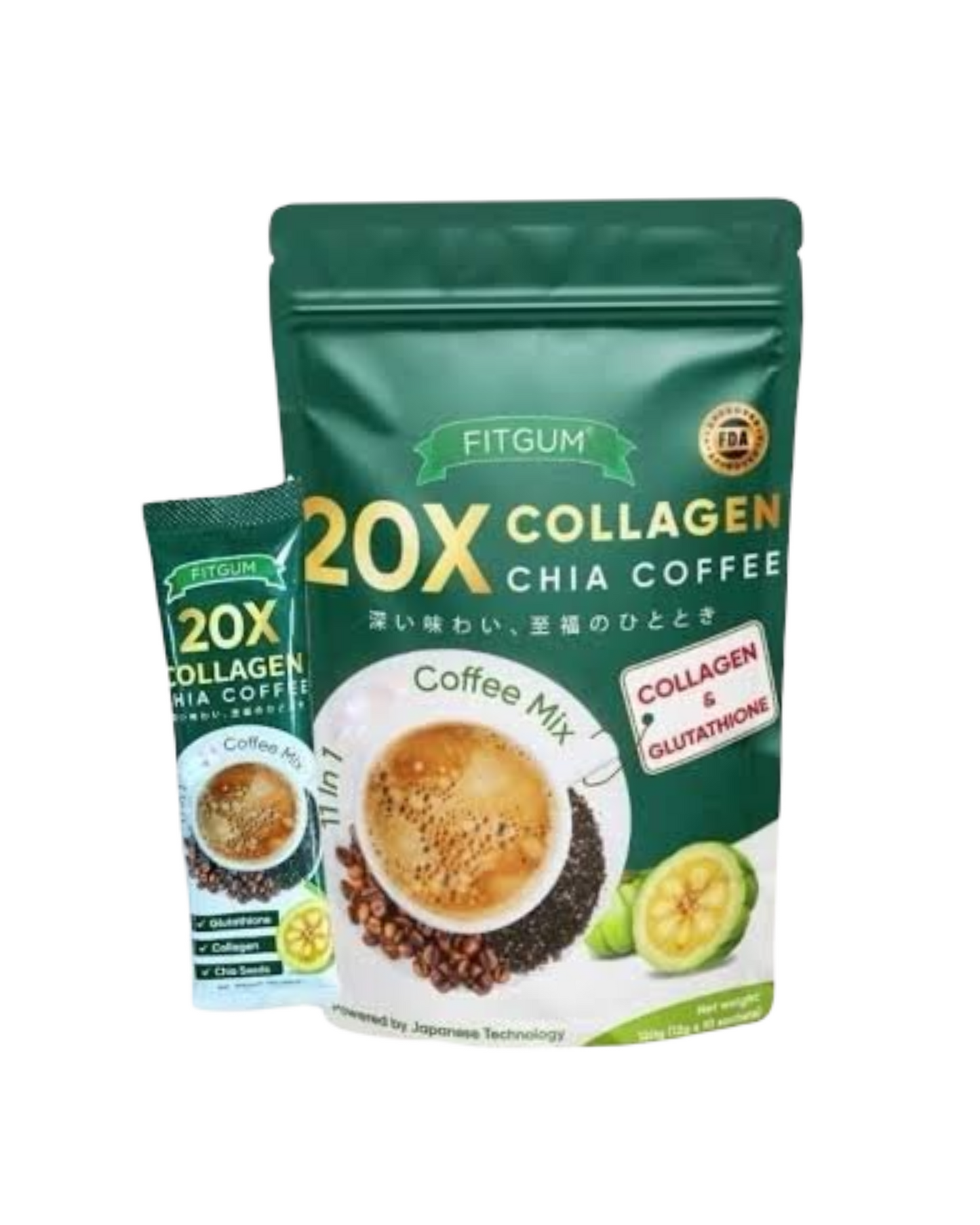 Fitgum 20x Collagen Chia Coffee Mix