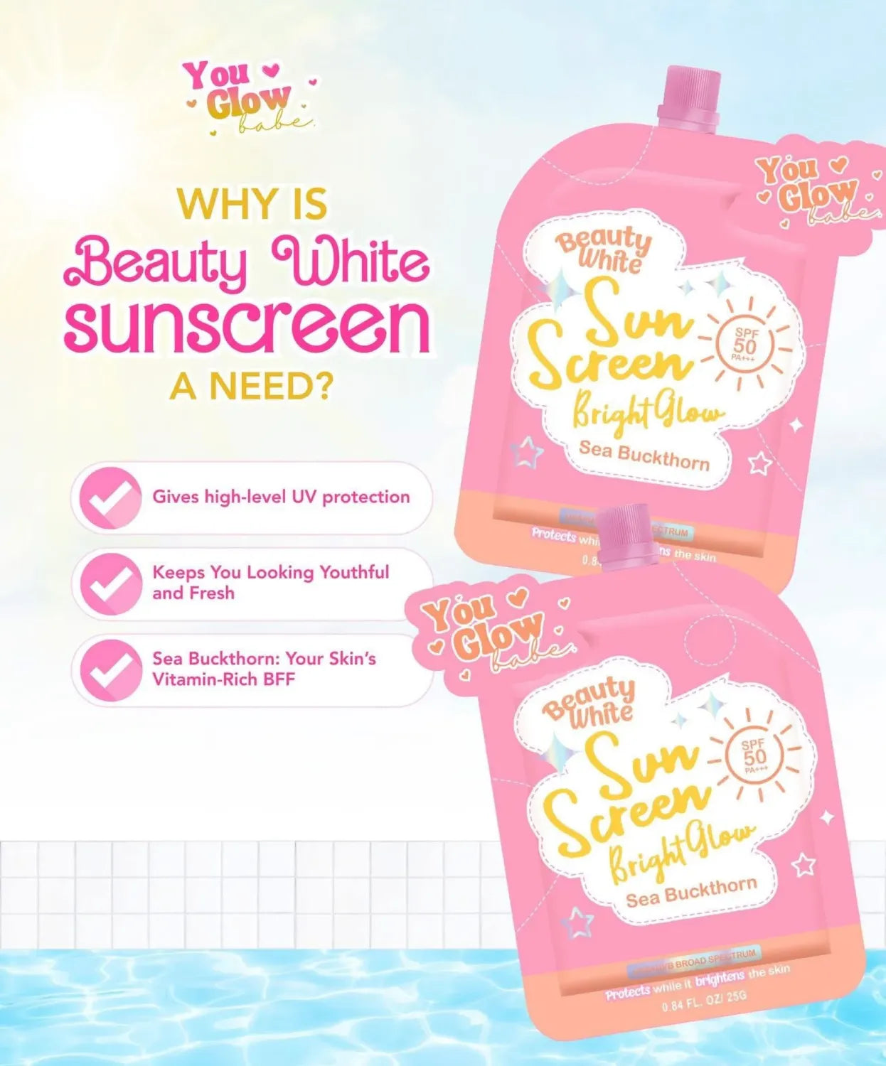 You Glow Babe Sunscreen Bright Glow 25g (twin pack)